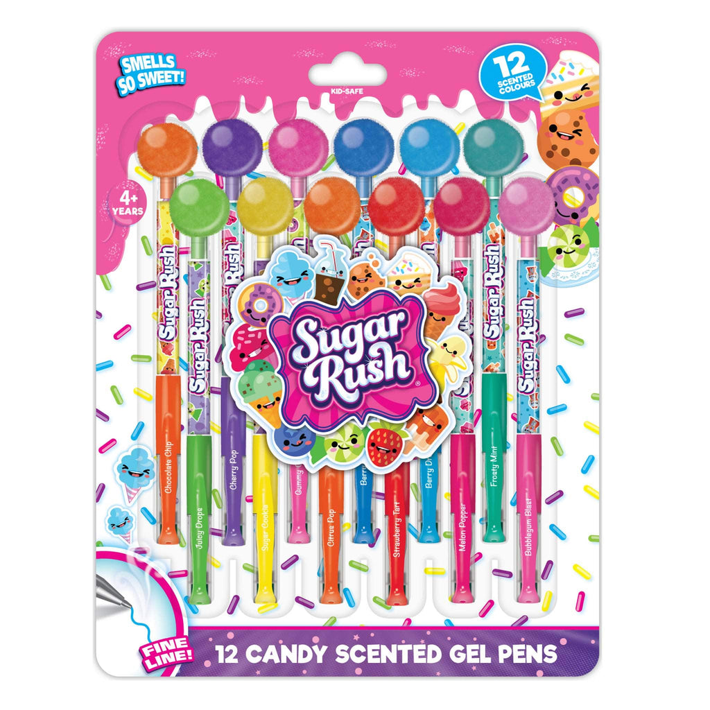 ShopScentos Gel Pen Sugar Rush® Scented Pom-Pom Gel Pens 12 Pack Set
