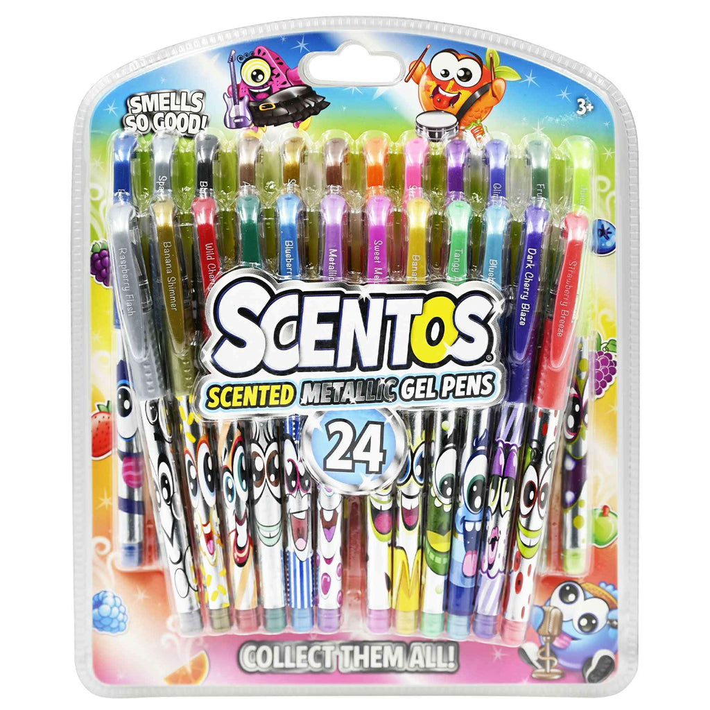 Scentos Fruity Scented Gel Ink Pens for Ages 3+ - Assorted Colorful Pens  for Journaling & Drawing - Glitter 8 Pack (64 Gel Pens Total)