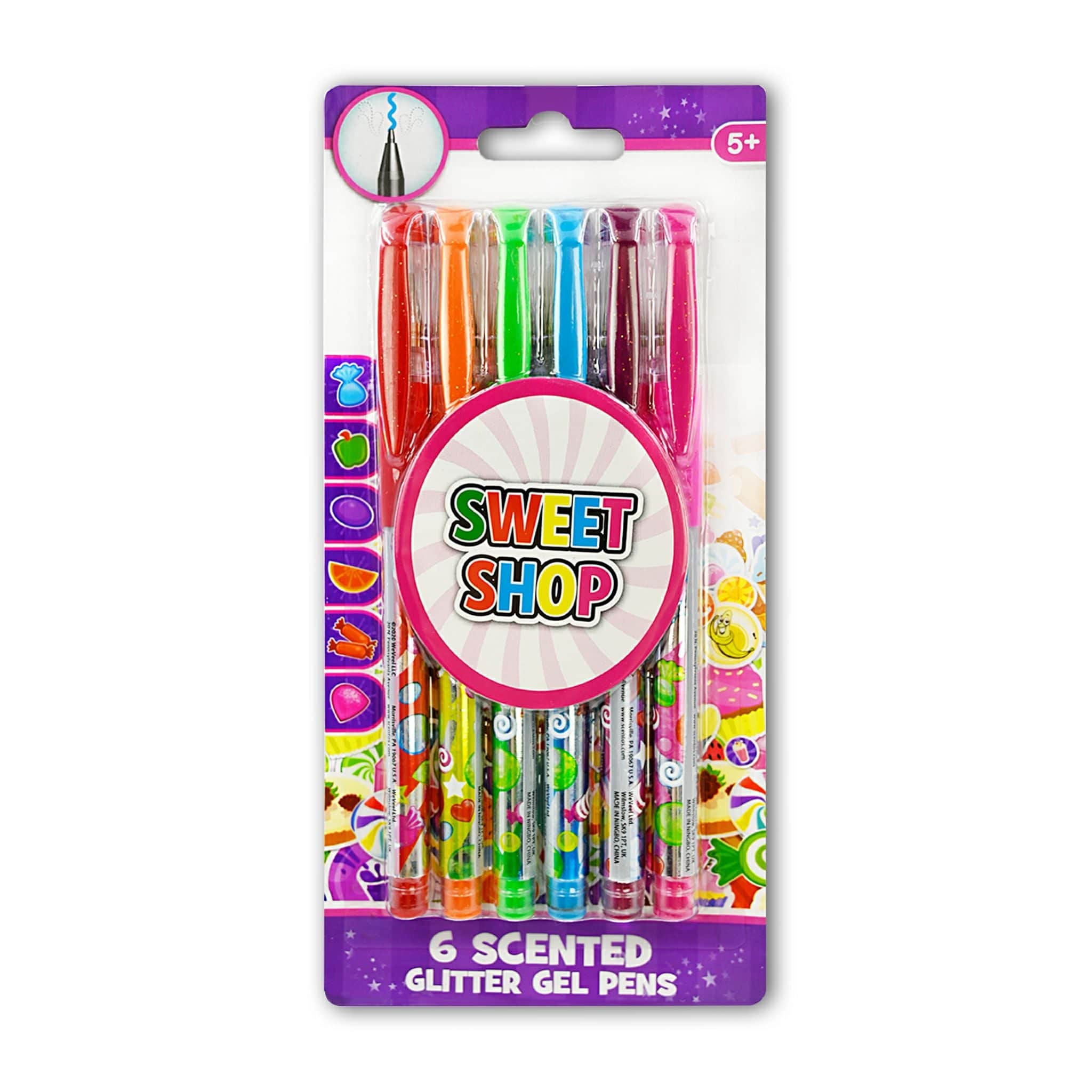 Scentos Scented Gel Pens for Kids - Assorted Colorful Pens - Fine Point Gel  Pen Set - For Ages 3 and Up - 5 Count (Glitter)