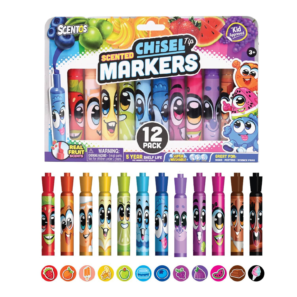 ShopScentos Marker Scentos® Fruit-Scented Chisel-Tip Markers - Brights - 12 Count Set