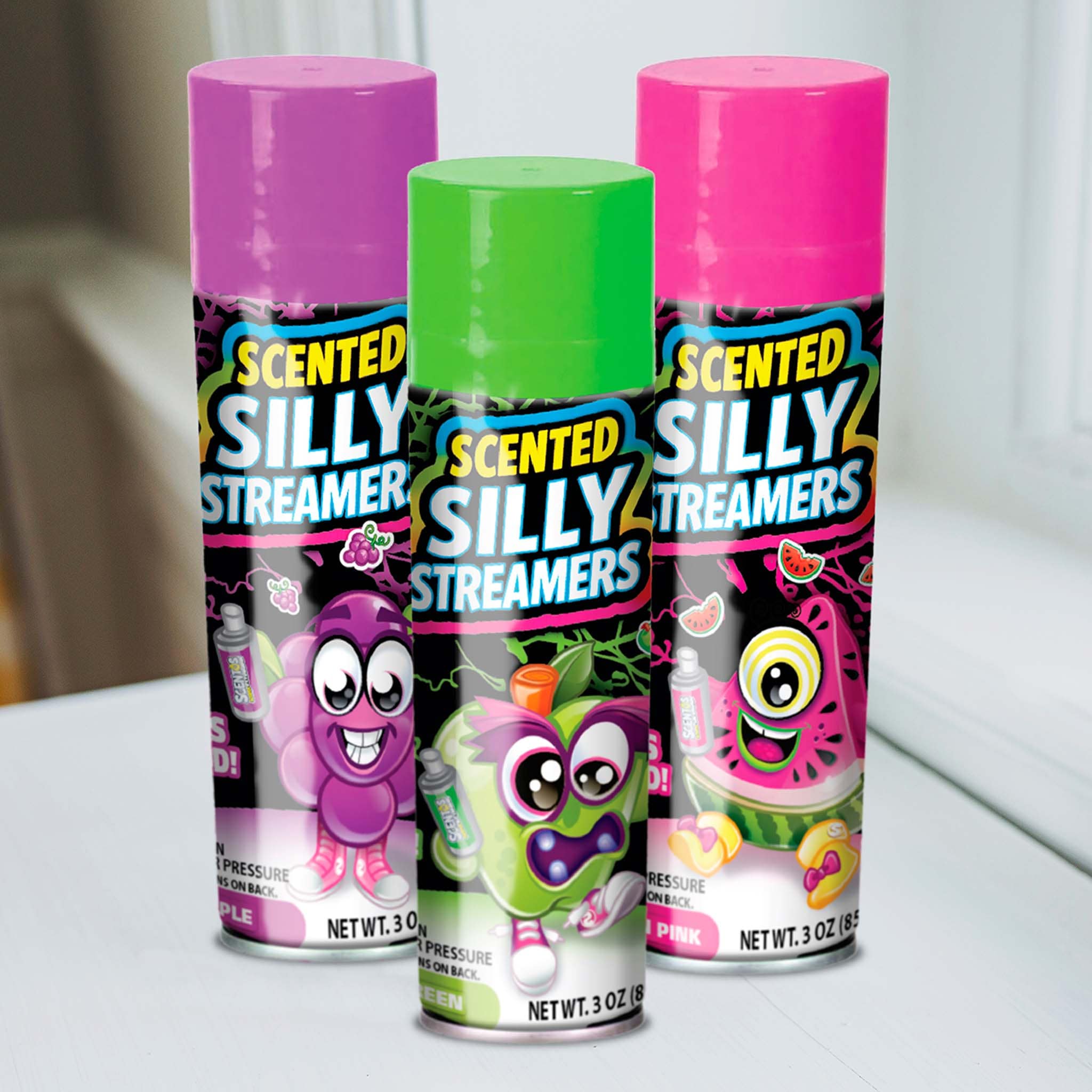 thumbnail image 2 of Scentos Scented Silly Streamers – 12-Pack Party String Spray Cans In 4 Colors & Scents 2 of 14